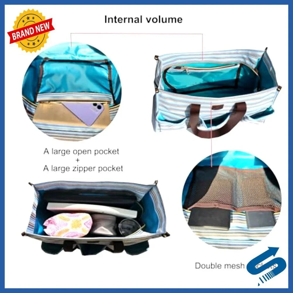 Waterproof Utility Tote Bag with Zip Top Large Capacity Travel Beach Work